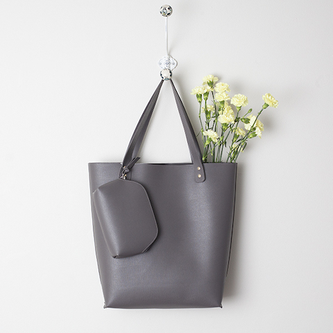 Neiman Marcus Grey Leather Tote Bag